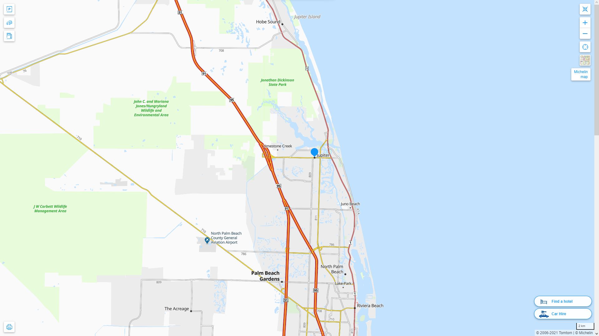 Jupiter Florida Highway and Road Map